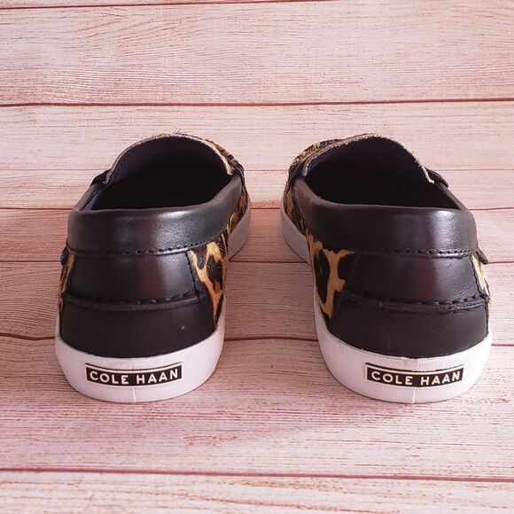 Cole Haan Grand OS Moccasin Animal Print Dyed Calf Hair Leather Loafer Flats - Picture 5 of 8